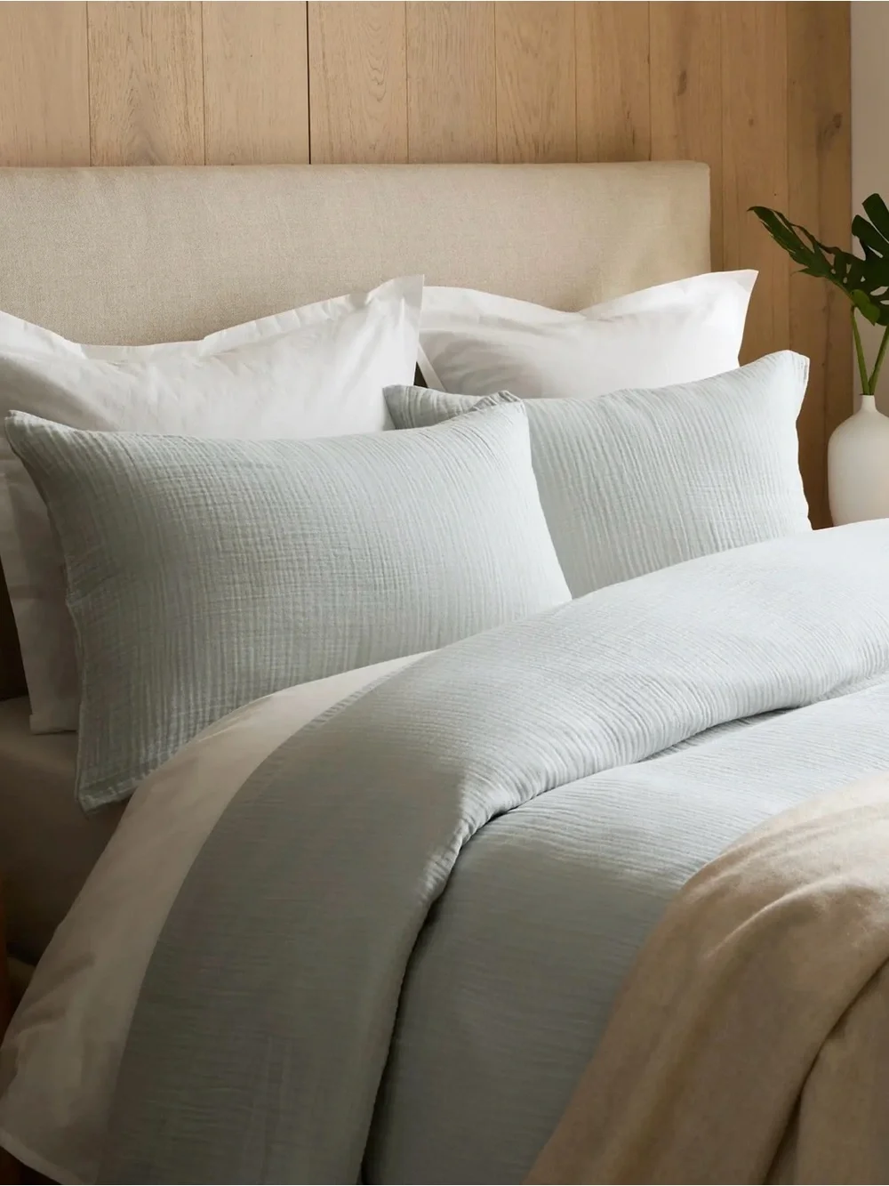Quince Organic Cotton Gauze Duvet Cover in Mist, Twin